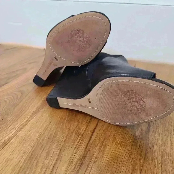 Vince Camuto Black Leather Wedge Open Toe Bootie Shoes Size 8.5 - Picture 7 of 11